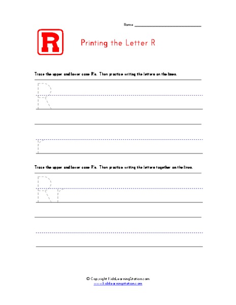 Printing the Letter Rr Worksheet