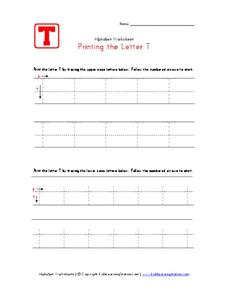 Printing the Letter T Worksheet