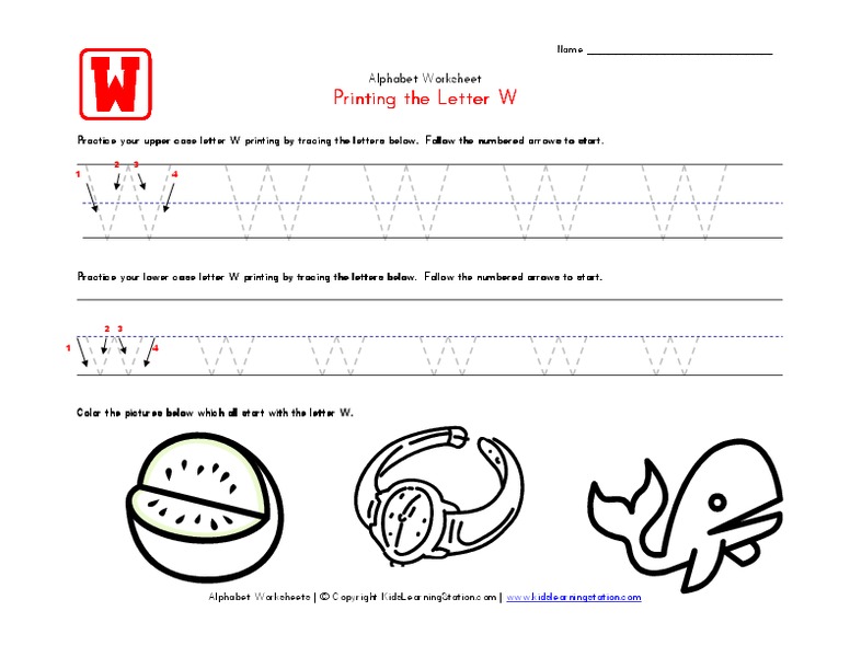 Printing the Letter Ww Organizer
