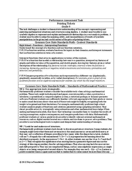 Printing Tickets Assessment