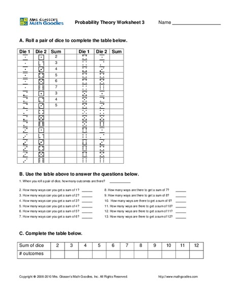 Probability Worksheet
