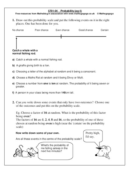 Probability Worksheet
