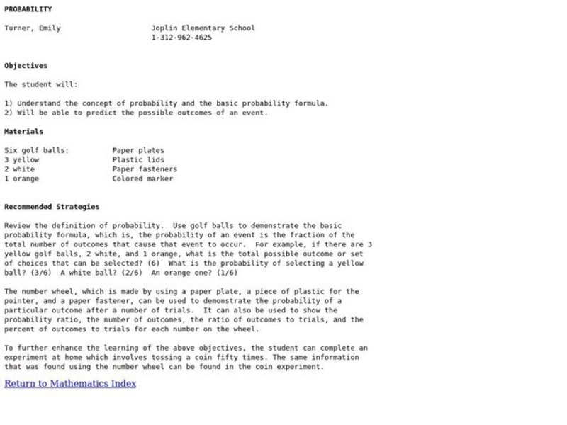 Probability Lesson Plan