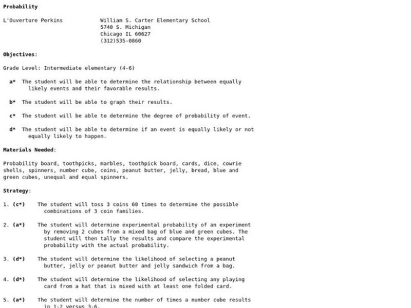 Probability Lesson Plan