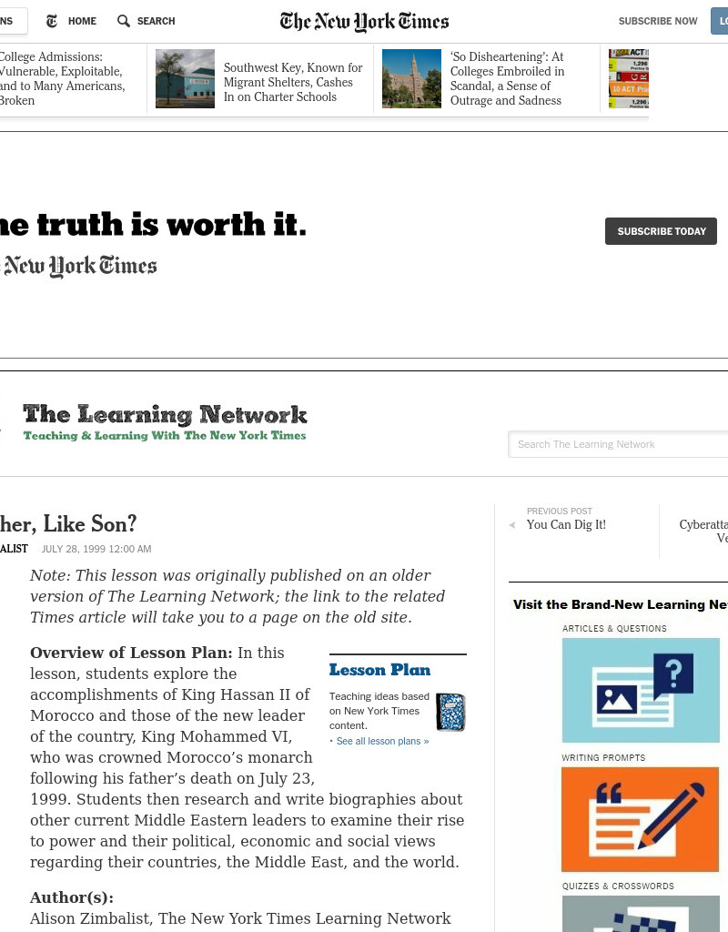 Like Father, Like Son? Lesson Plan