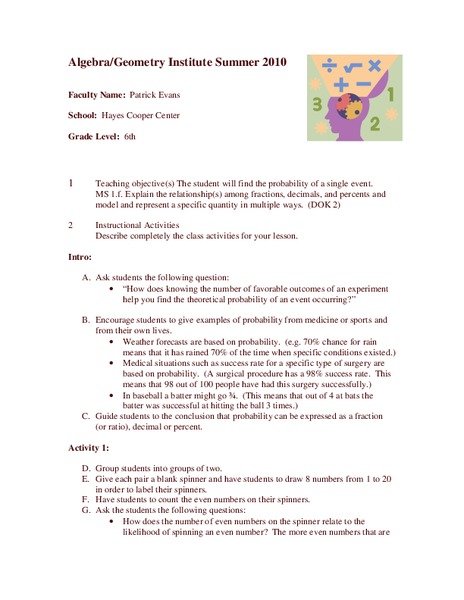 Probability Lesson Plan