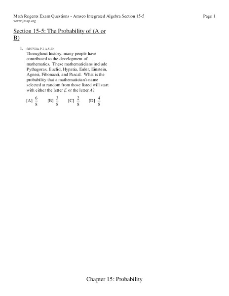 Probability Worksheet