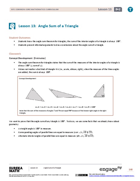 Angle Sum of a Triangle Lesson Plan