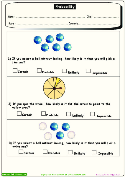Probability Worksheet