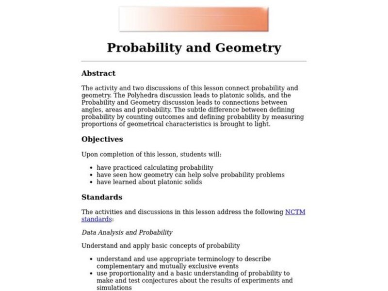 Probability and Geometry Lesson Plan