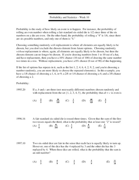 Probability and Statistics Lesson Plan