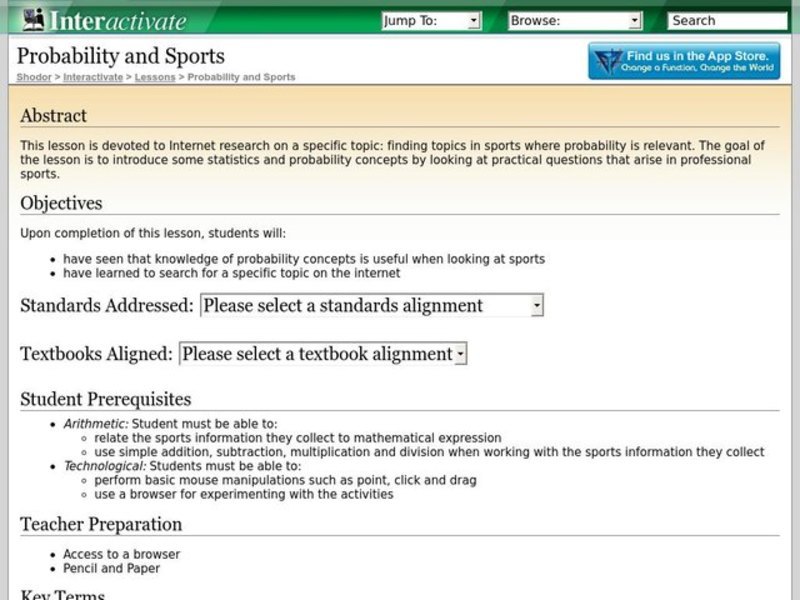 Probability and Sports Lesson Plan