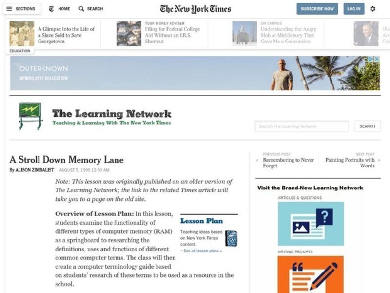 A Stroll Down Memory Lane Lesson Plan