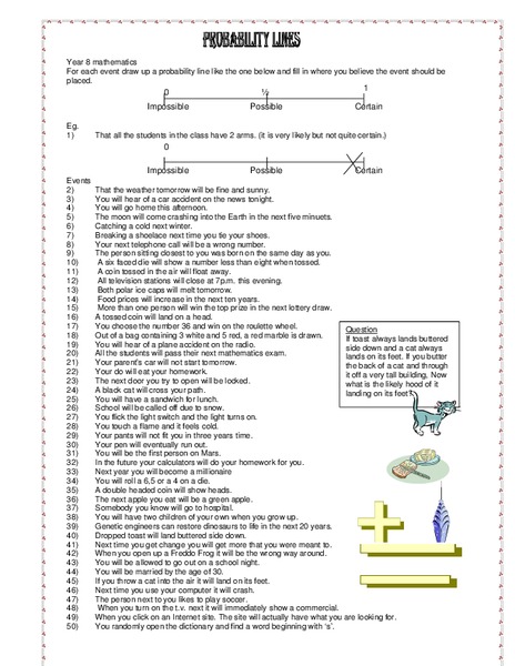 Probability Lines Worksheet