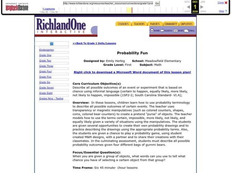 Probability Fun Lesson Plan