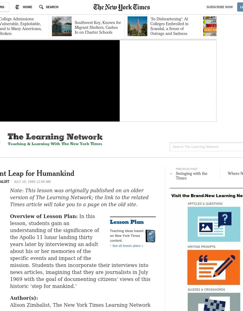 "One Giant Leap for Mankind" Lesson Plan