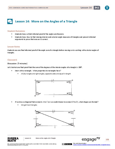 More on the Angles of a Triangle Lesson Plan