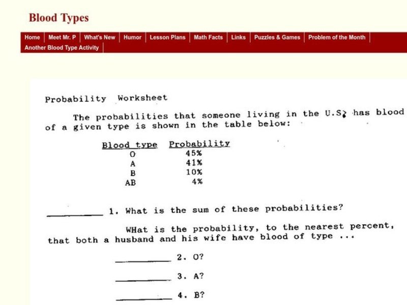 Probability Worksheet Worksheet