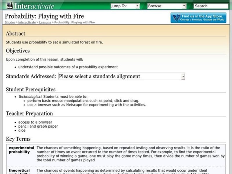 Probability: Playing with Fire Lesson Plan