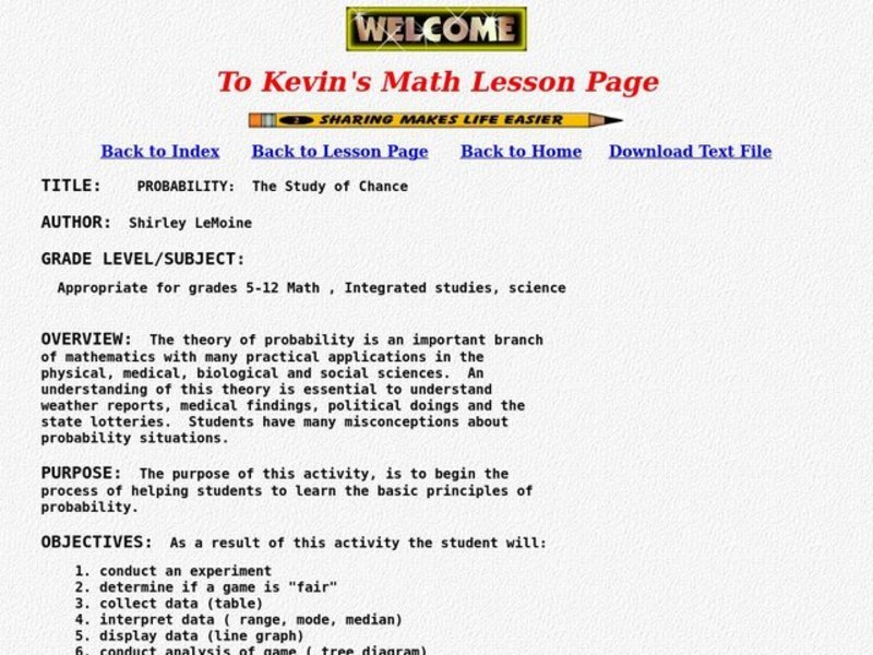 Probability: The Study of Chance Lesson Plan