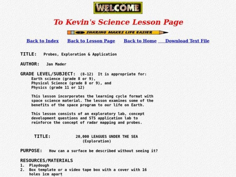 Probes, Exploration & Application Lesson Plan