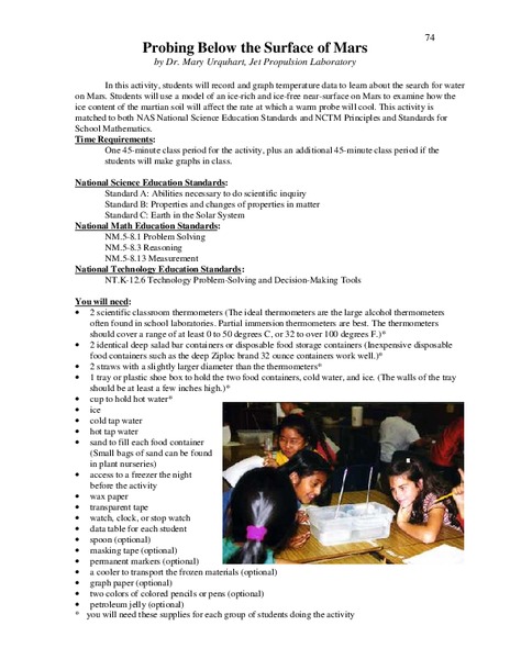 Probing Below the Surface of Mars Lesson Plan