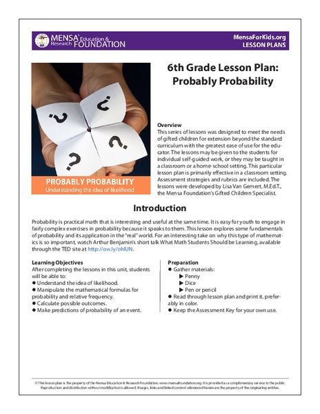 Probably Probability Lesson Plan