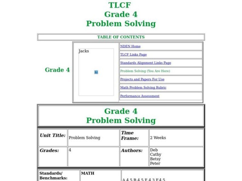 Problem Solving Lesson Plan