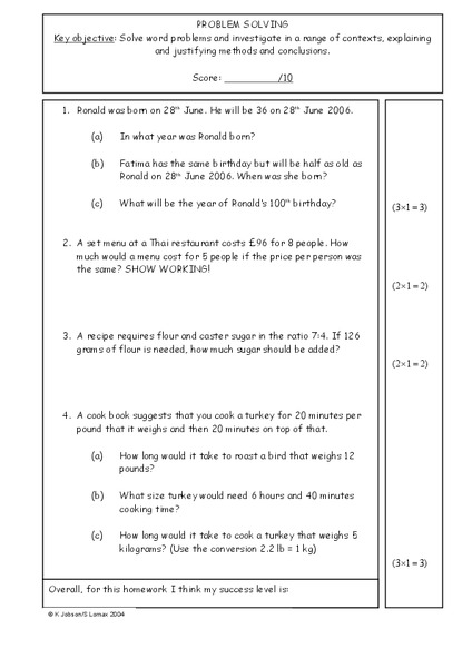 Problem Solving Worksheet