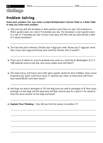 Problem solving Worksheet