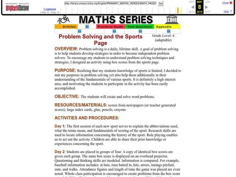 Problem Solving and the Sports Page Lesson Plan
