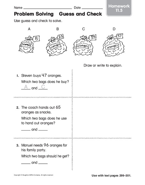 Problem Solving Guess and Check Worksheet