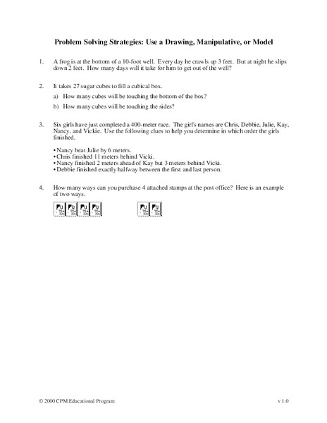 Problem Solving Strategies Worksheet