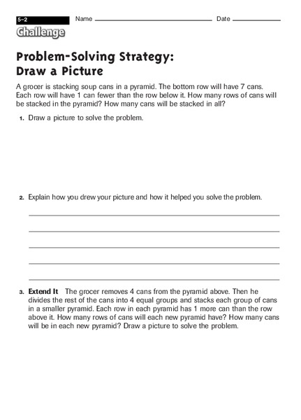 Problem Solving Strategy: Draw a picture Worksheet