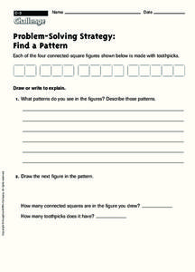 Problem Solving Strategy: Find a pattern Worksheet