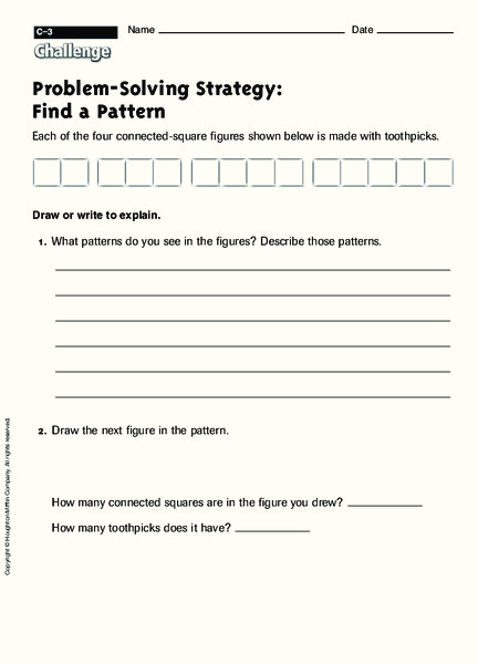 Problem Solving Strategy: Find a pattern Worksheet