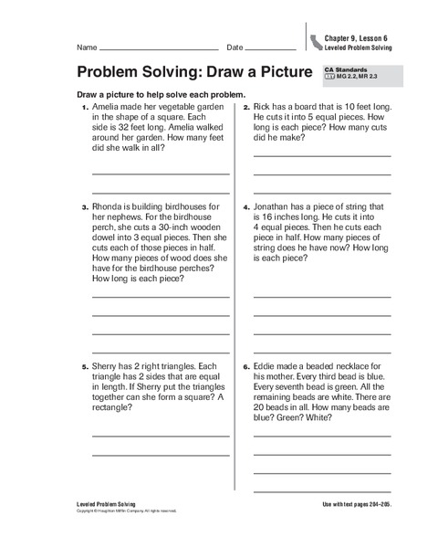 Problem Solving: Draw a Picture Worksheet