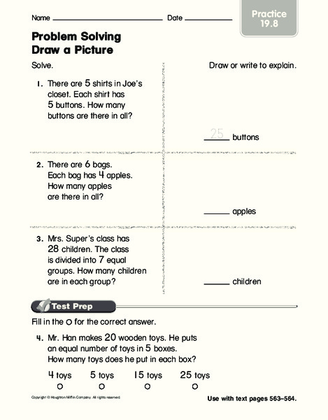 Problem Solving: Draw a Picture Worksheet