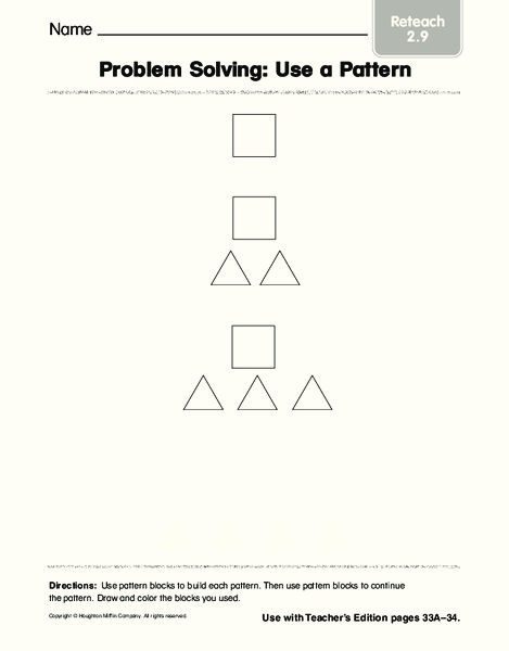 Problem Solving: Using a Pattern Worksheet