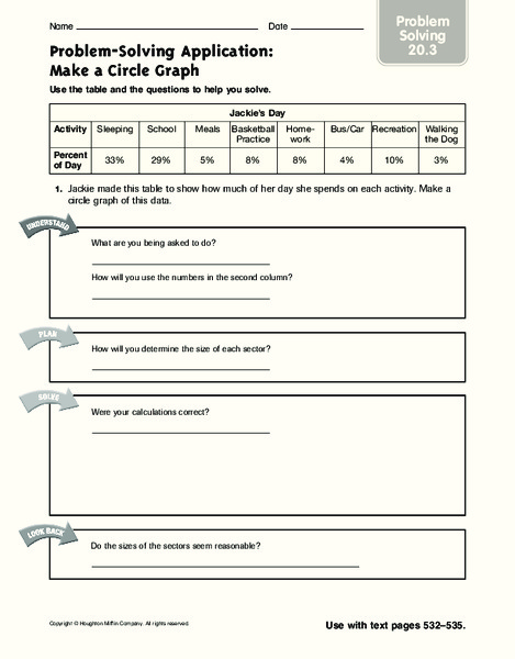 Problem-Solving Application: Make a Circle Graph Worksheet