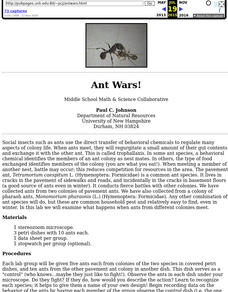 Ant Wars Lesson Plan