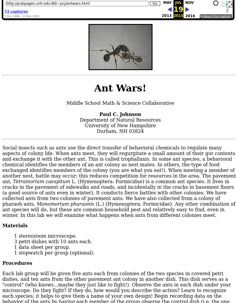 Ant Wars Lesson Plan
