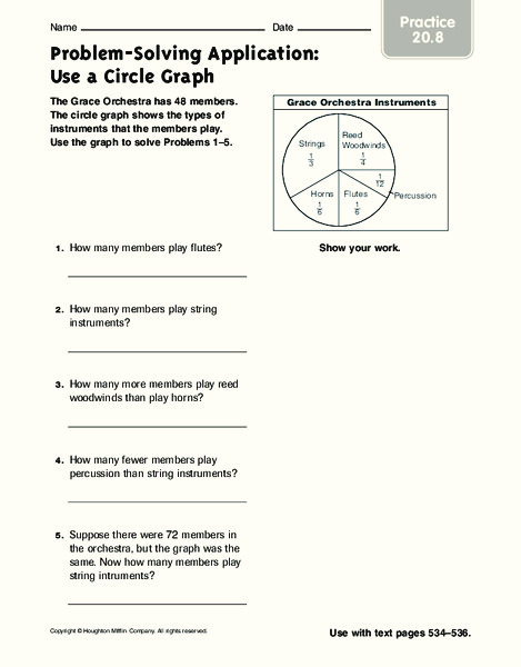 Problem-Solving Application: Use a Circle Graph Worksheet