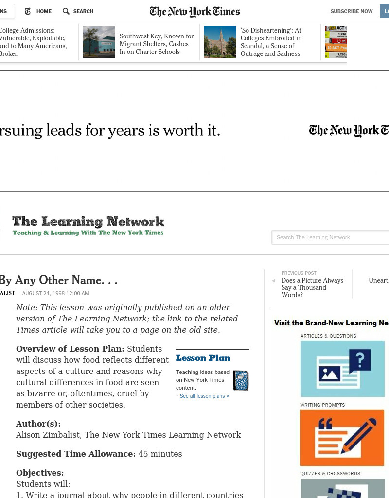 A Meat By Any Other Name. . . Lesson Plan