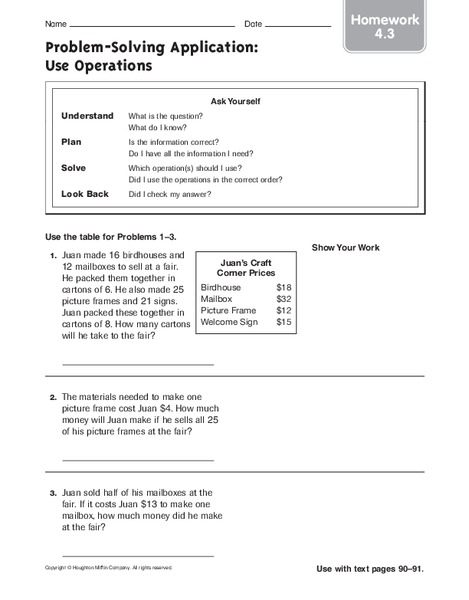 Problem-Solving Application: Use Operations Worksheet