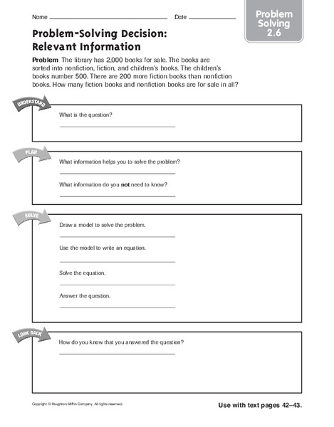 Problem-Solving Decision: Relevant Information: Problem Solving Worksheet