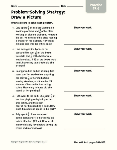 Problem-Solving Strategy: Draw a Picture: Practice Worksheet
