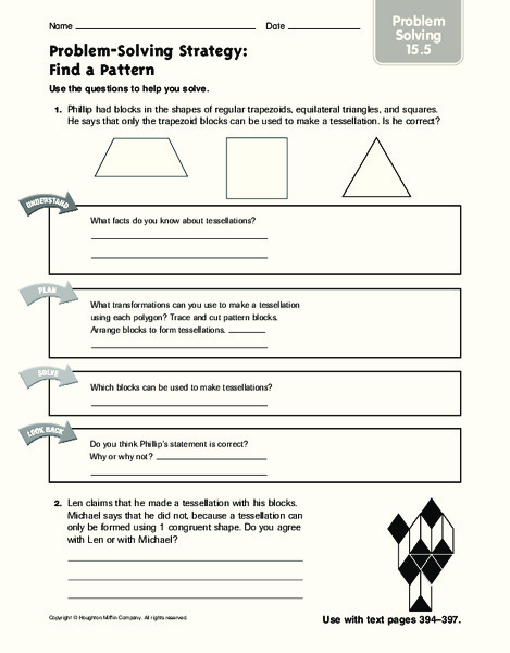 Problem-Solving Strategy: Find a Pattern Worksheet