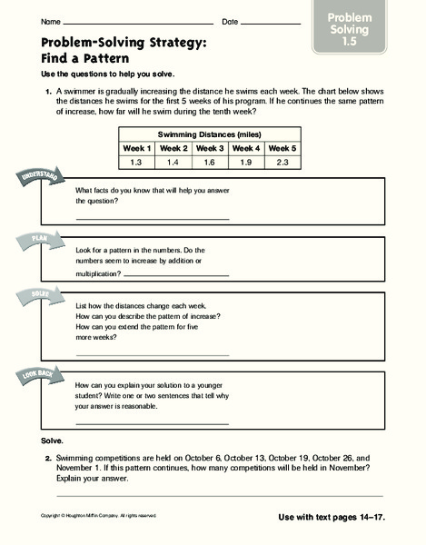 Problem-Solving Strategy: Find a Pattern: Problem Solving Worksheet