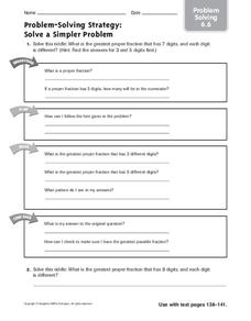 Problem-Solving Strategy: Solve a Simpler Problem: Problem Solving Worksheet